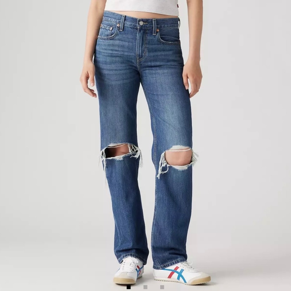 Levi's Low Pro Straight Jeans Women's 28x30 NWT Distressed Mid Rise Slouchy